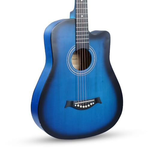 Image of Medellin M38BLTR 38 inch Beginner Acoustic Guitar with Truss Rod, Matte Blue