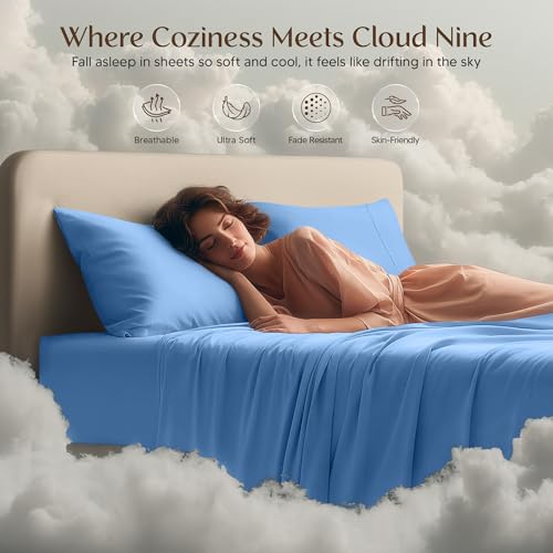 Image of Utopia Bedding Twin Sheet Set - 3 Piece Bed Sheets for Twin Size Bed, Soft and Breathable Microfiber, Includes 1 Fitted Sheet, 1 Flat Sheet and 1 Pillowcase - Oeko Tex (Dutch Blue)