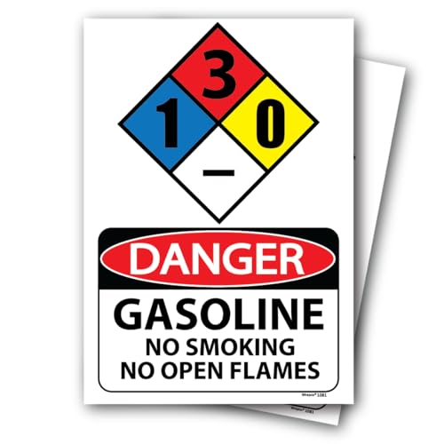 (2 pack) Danger Gasoline No Smoking No Open Flames Sign