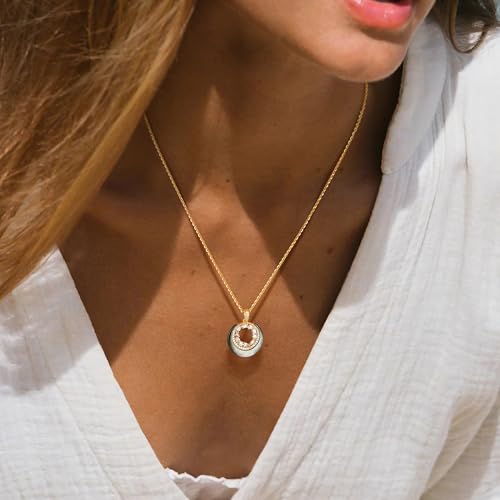 Fettero Dainty Necklaces for Women - 14K Gold Plated Delicate Moon Crescent Pendant Necklace Charm Gold Necklace Jewelry for Women