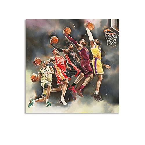 Lebron James�o�X�P�b�g�{�[���̃X�[�p�[�X�^�[�A���u�����E�W�F�[���Y�̃A�[�g�|�X�^�[ �A�[�g�p�l�� �L�����o�X �|�X�^�[ �ǃA�[�g �a�����M�t�g �z�[���A�[�g���[�N �����Ɋ|�����܂�20x20inch(50x50cm)