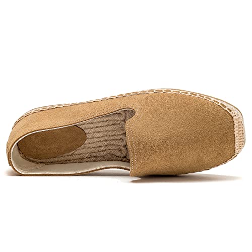 Image of Men's Classic Suede Canvas Round Cap Toe Espadrilles Loafers Pure Color Slip On Comfortable Flats Shoes