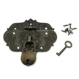 DGBRSM Antique Embossing Decorative Brass Hasp Clasp Latch Lock with Screws for Jewelry Box Ordinary