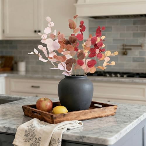 Image of Decor & More 4 PCS Artificial Flowers Bunch - Realistic Silk Eucalyptus Long Stem Bouquet for Vase | Artificial Flower for Decoration | Artificial Flower Bunch for Home, Wedding & Party Decor