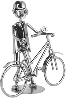 BRUBAKER Screw Man Bicycle - Handmade Iron Figure Metal Man - Metal Figure Gift Idea for Cyclist and Bicycle Salesman