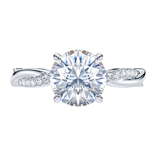 THELANDA Sterling Silver 4-Prong Petite Twisted Vine 2.0 CT Genuine Moissanite Engagement Ring Promise Bridal Ring (4.5) - Image 2