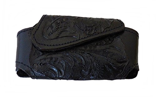 Preisvergleich Produktbild Gürteltasche Leder Handytasche Messertasche schwarz punziert mit Klettverschluß