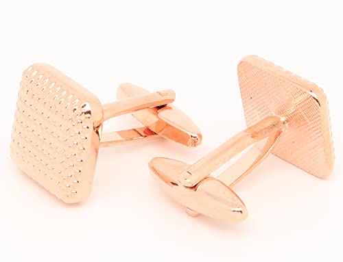 Jonwo 4 Colors Square Metal Cufflinks For Men With Gift Box Silver, Gold Plated, Black, Rose Gold Men Cuff Links For Wedding Dress Shirt Party Birthday Anniversary Dress (Rose Gold) #TOP4