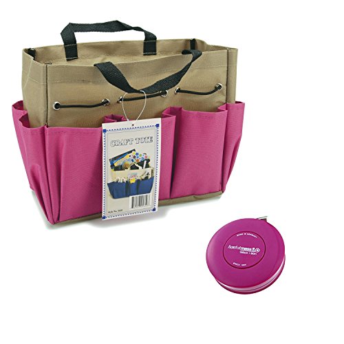Bundle Craft Tote Rosa con Cinta Métrica Retráctil 60 pulgadas