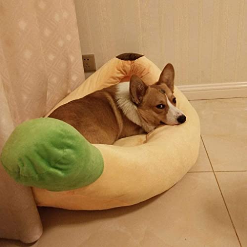 Lit de chien en forme de banane jaune coussin lavable pour chiot et chat