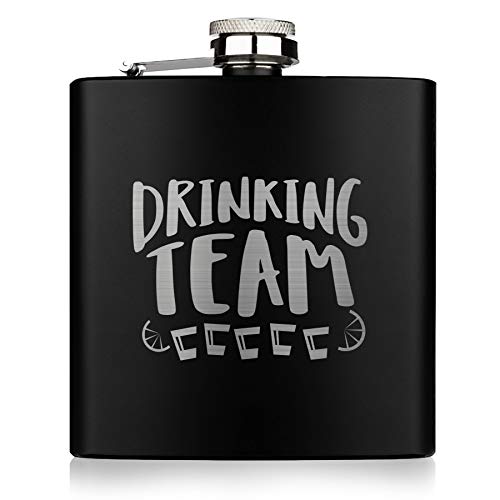 Geschenkfreude Hip Flask Black 180 ml Hip Flask Black 6 oz I Funny Hip Flask I Alcohol Bottle I Personalised with Engraving Gift for Men and Women Father's Day Saying