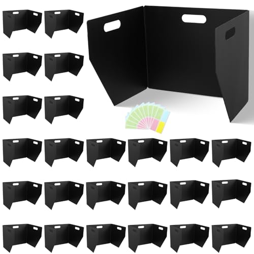 24-Pack Plastic Desk Dividers for Students, Privacy Folders for Students - Durable & Easy-to-Clean Privacy Panels with 40 Labels & Light Holes, Testing Dividers for Classroom - Classroom Must-Haves