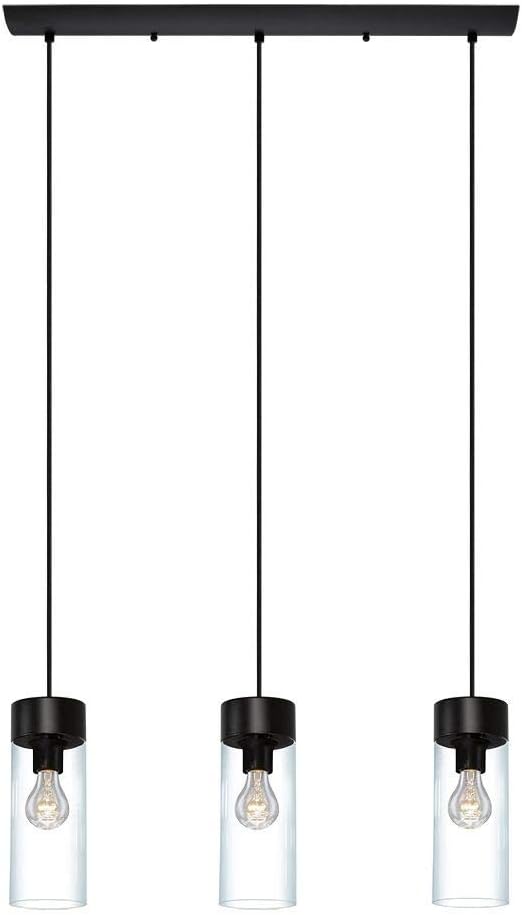 EGLO Lighting 202128A Three Light Linear Pendant, Matte Black, 72.00x27.88x4.38