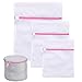Kakalu® Set of 4 Lingerie Bags for Laundry, Delicates Bra Hosiery Garment Effective Protection Mesh Zipped Laundry Washing Machine Bag Travel Storage Organize Washer Drying Bag, Premium Quality + Gift