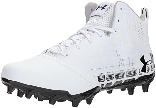 Under Armour Men's Banshee Ripshot MC Lacrosse Shoe, White (101)/Black, 11.5