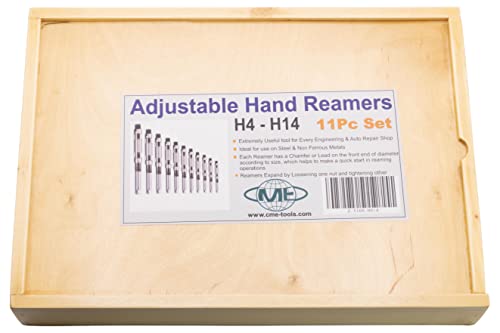 Cme 11Pcs Adjustable Hand Reamer Set, 15/32" To 1-1/2", H4 To H14 #TOP1