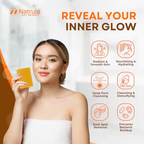 Natrulo Turmeric Soap Bar for Face & Body – Natural Turmeric Skin Brightening Soap for Dark Spots, Intimate Areas, Underarms – Turmeric Face Wash Reduces Acne, Scars & Cleanses Skin – Made in USA