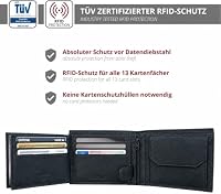 KRONIFY Leder Geldbörse Herren I Echtleder Portmonee Herren I RFID Schutz I Querformat I Herren Geldbörse mit Münzfach I 13 Kartenfächer I Geldbeutel Herren I eleganter Box (Onyx Black) – Ansicht 3