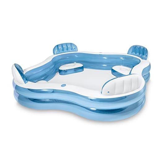 Family Swimming Pool, Inflatable Large Swim Center with 4 Built-in Seats for Children Adults, Thick Kiddie Paddling Pool for Summer Party Supply