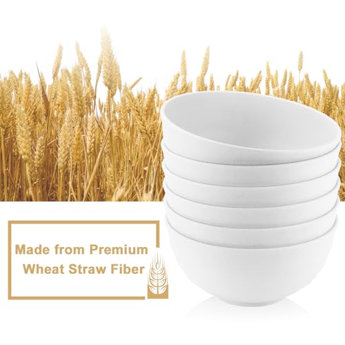 BUSOKIP 60 OZ Wheat Straw Bowls, Large Popcorn Bowl Sets of 6, Unbreakable Large Serving Bowls for Kitchen, Microwave and Dishwasher Safe Big bowl for Eating, Soup, Ramen, Cereal- White by BUSOKIP - Image 3