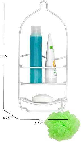 Miniatura 7 de Home Basic - Organizador de ducha con revestimiento de vinilo, champú, acondicionador, esponja y jabón, color blanco