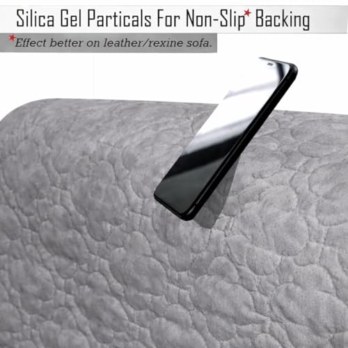 Image of HOMETHREADS Innovative Premium Velvet Sofa Cover Mat with PVC Backing for Non-Slip Comfort | (Light Grey Clubs, 1Pc Backrest Mat | 70x70cm)