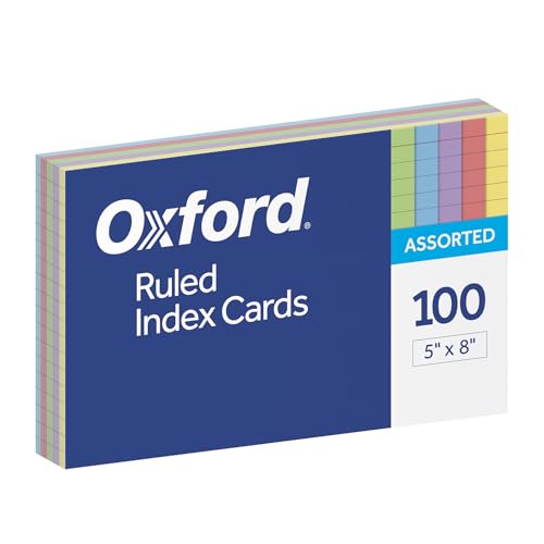 Oxford cartes lignées colorées 12,7x20,3 cm 100 fiches