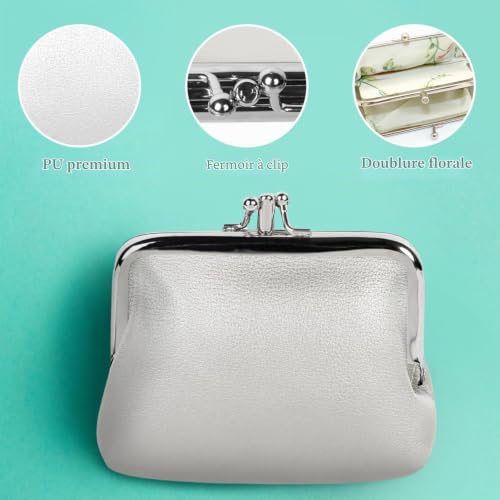ELNX Porte-Monnaie en PU pour Femme, avec Fermoir à Pression, Style Vintage, pour clés, Cartes de crédit, pièces de Monnaie, écouteurs (Argent) – vue 3