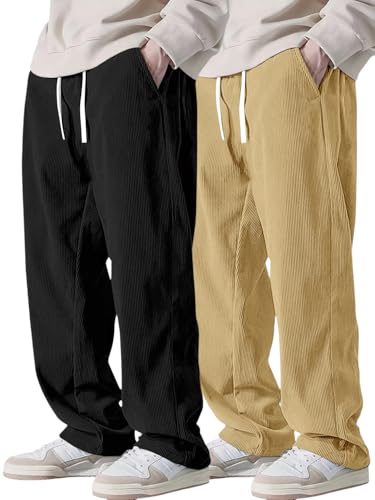 Image of Pinkmint Men's Poly-Lycra Loose Fit Trousers, Korean-Style Casual Pants with Side Pockets, Comfortable Travel (Available in Plus Sizes)
