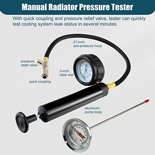 Adafirst Automotive Radiator Pressure Tester & Coolant Vacuum Refill Tool Kit, Cooling System Manual Leak Test & Pneumatic Coolant Fill Filling Filler Set On Car Truck Airlift Engines, 28Pcs Black #TOP2