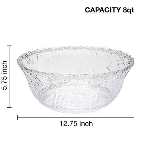 Plastic Punch Bowl with Ladle – Clear Punch Plastic Bowls – BPA Free Recyclable Punch Set of Bowl and 5 oz. Ladle – Embroidered Punch Bowl with Serving Ladle for Parties - Image 3