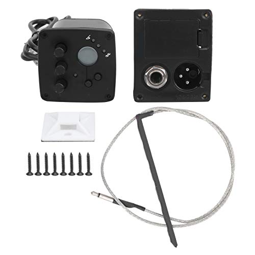 Guitar Equalizer Pickup E 2T with 2 Band Equalizer LCD Tuner, and Volume, Piezoelectric Ceramic Pickup, 20Hz 20kHz Frequency Res