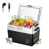 LLIVEKIT Kompressor Kühlbox 40L, -20~20°C, Tragbarer Kühlschrank, 12/24V DC, 100-240V AC, mit Beleuchtung, für Auto, Camping, Boot, Zuhause, Schwarz