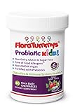 FloraTummys Kids Chewable Probiotic Prebiotics: Non-Dairy, Gluten & Sugar-Free, Peanut & Soy Free, Non-GMO, Tested & Free of Food Allergens, Vegan, Kosher, Berry Flavor(1 Bottle)