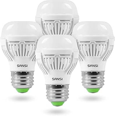 SANSI 60W Equivalent LED Light Bulbs, 22-Year Lifetime, 4 Pack 900 Lumens LED Bulb with Ceramic Technology, 3000K Soft White 9W Non-Dimmable, E26, A15 Efficient & Safe Energy Saving for Home Lighting