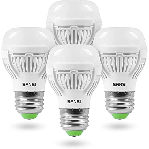 SANSI 60W Equivalent LED Light Bulbs, 22-Year Lifetime, 4 Pack 900 Lumens LED Bulbs with Ceramic Technology, 5000K Daylight 9W Non-Dimmable, E26, A15 Efficient & Safe Energy Saving for Home Lighting Cover