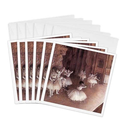 3dRose Ballet Rehearsal on the Stage by Edgar Degas - Greeting Cards, 6 x 6 inches, set of...