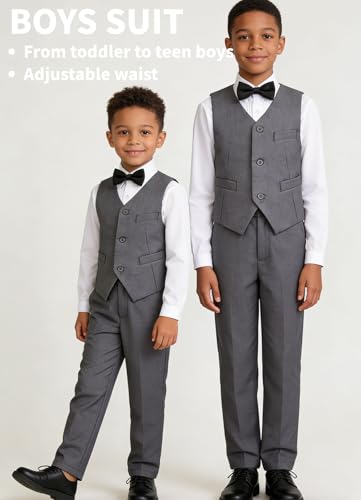 Image of Boys Suit for Kids Formal Slim Fit Tuxedo Suits Ring Bearer Outfit