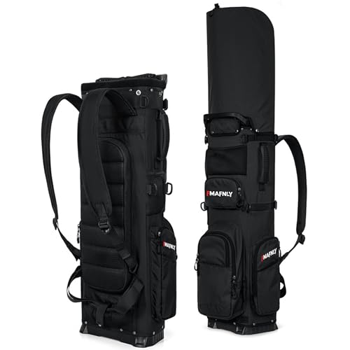 FMAFNLY ゴルフキャディバッグ セルフスタンド 7分割/14本収納 リュックサック背負う クラブ固定 約2kg フードあり ゴルフバッグ スタンド 軽量 防水 ゴルフクラブ破損防止 練習用 メンズ レディース ブラック