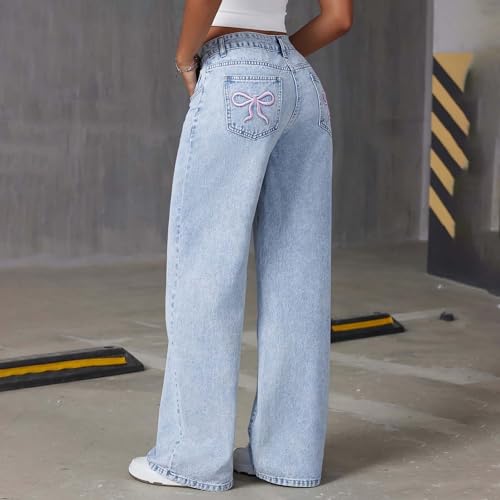 Jean extensible confortable pour adolescente coupe haute et jambe large - 4
