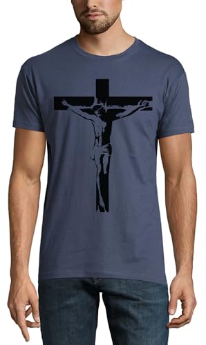 T-shirt Lord and Savior coton anti-déformation col rond denim