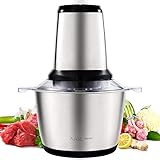 Oxford Street Picadora Eléctrica de Alimetos 350W, 2L Trituradora de Alimentos de Acero Inoxidable, Picadora Batidora Eléctrica de Cocina 4 Cuchillas, Picadora de Carne Verduras y Frutas
