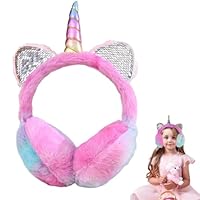 Danbghyuo Ohrenschützer Einhorn, Lila Ohrenschützer Mädchen Einhorn Damen Geschenk Winter Outdoor Ohrenwärmer Kaltes Und Winddichtes Winterzubehör Für Damen, Lila