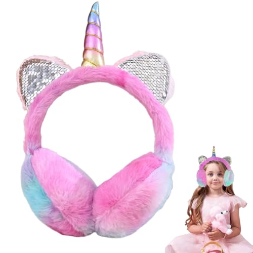 Danbghyuo Ohrenschützer Einhorn, Lila Ohrenschützer Mädchen Einhorn Damen Geschenk Winter Outdoor Ohrenwärmer Kaltes Und Winddichtes Winterzubehör Für Damen, Lila