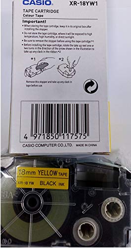 Image of Casio XR-18YW1-W-DJ Label Printer Tape (Black and Yellow)