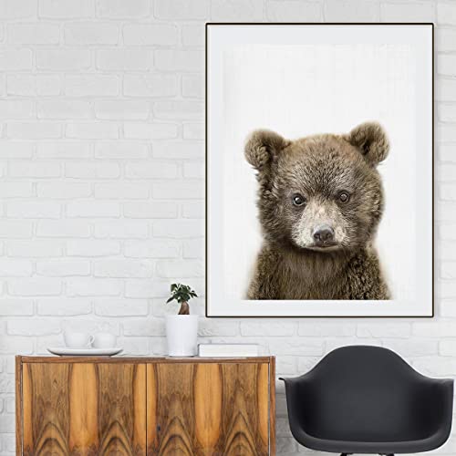 Brown Bear Wall Art Funny Brown Bear Picture Print Animal Portrait Canvas Wall Decor Print For Kids Room Bathroom Bedroom Living Room Unframed (Bear,12 * 16Inch/30 * 40Cm) #TOP2