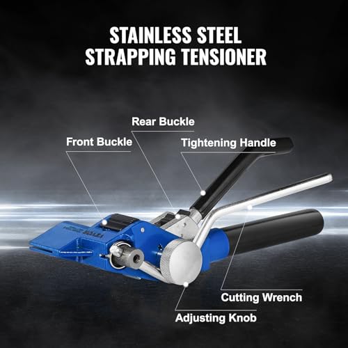 Banding Strapping Kit with Strapping Tensioner Tool, 100 ft Length 304 Stainless Steel Banding, 100 Metal Seals, Pallet Packaging Strapping Banding Kit, Banding Packaging Strapping for Packing by VEVOR - Image 3