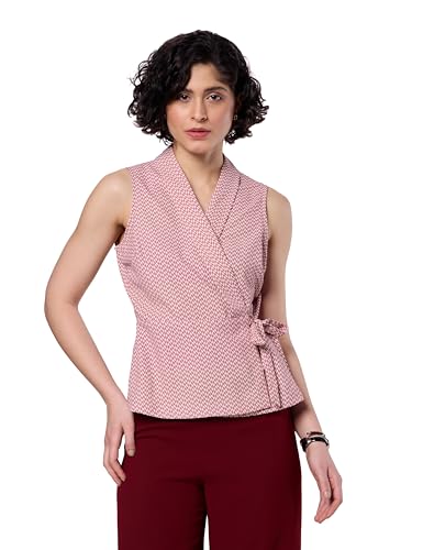 Image of Symbol Premium Women's Polyester Solid Sleeveless Wrap Top (Regular Fit | Desk-to-Dinner) (Available in Plus Sizes)