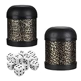 Juego completo: Recibirás dos dados dados poker con cubilete y doce dados estándar. Los dados juego de dados miden 10 cm de altura, 8 cm de diámetro y pesan 150 g. Los dados estándar miden 13,8 mm por lado y pesan 25 g. Con un diseño elegante y una fabricación meticulosa, son cómodos de usar y manejar.