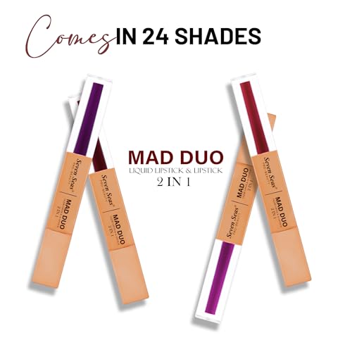 Image of Seven Seas 2in1 Non-Transfer | Smooth Texture | Hydrating | Long Lasting | Water-Proof | Full-Coverage Mad Duo Liquid Lipstick & Lipstick (Nightshadz, 4ml,3g)